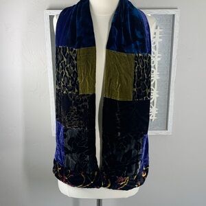 Redfish designs velvet patchwork scarf multi-colored